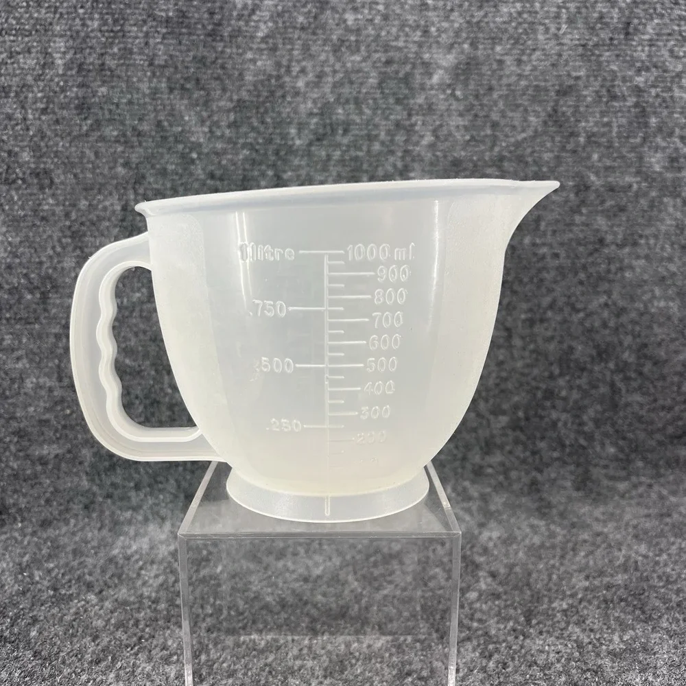 Vintage Tupperware 1288 Mix N Pour Measuring Bowl 4 Cup Clear Markings No Lid